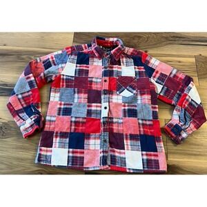 The Vermont Flannel Co Patchwork Plaid Button Up Shirt Womens L Red Lumber Jane